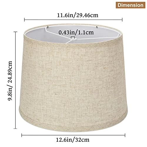 Cheap ๐ Lampshades Set Of 2, Drum Lampshades 11.6" Top X 12.6" Bottom X 9.8" High, Seaside Village Medium Lampshades (Spider Fitter), Beige Lampshades Natural Linen Hand Craft โ๏ธ 4 Cheap ๐ Lampshades Set Of 2, Drum Lampshades 11.6" Top X 12.6" Bottom X 9.8" High, Seaside Village Medium Lampshades (Spider Fitter), Beige Lampshades Natural Linen Hand Craft โ๏ธ - Image 2