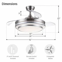 Best reviews of 🌟 Retractable Ceiling Fan With Lights Remote Control, 42 Inch Modern Ceiling Fan For Bedroom Living Room In 3 Color Changeable,Timer, Noiseless DC Motor, 6 Speed, Brush Nickel, Ceiling Fans Brushed Nickel (3 Blades) 🛒 -Lighting & Ceiling Fans Shop 41oqmpP4V6L