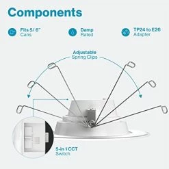 New ❤️ 12 Pack 5/6 Inch LED Can Lights Retrofit Recessed Lighting, Selectable 2700K/3000K/3500K/4000K/5000K Dimmable, Baffle Trim, 13W=75W, 1050 LM, Replacement Conversion Kit, UL Energy Star 3000k Warm White 👏 -Lighting & Ceiling Fans Shop 41qEdp8mfVL