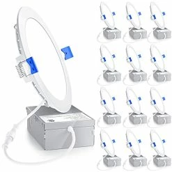 Outlet 💯 12 Pack 6 Inch Ultra-Thin LED Recessed Ceiling Light With Junction Box, 5000K Daylight, 12W 110W Eqv, Dimmable Can-Killer Downlight, 1050LM High Brightness - ETL And Energy Star Certified 5000k/4000k/3000k - 3cct Whit 👍