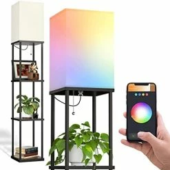 Outlet ✔️ LED Modern Shelf Floor Lamp With 3CCT LED Bulb And White Lamp Shade - Display Floor Lamps With Shelves For Living Room, Bedroom And Office - Black 🎁 -Lighting & Ceiling Fans Shop 41qmNrqgE0L. AC