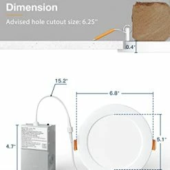 Best Sale 🧨 12 Pack 6 Inch 5CCT Ultra-Thin LED Recessed Ceiling Light With Junction Box, 2700K/3000K/3500K/4000K/5000K Selectable, 12W Eqv 110W, Dimmable Canless Wafer Downlight, 1050LM High Brightness -ETL 5000k/4000k/3000k - 3cct White ⭐ -Lighting & Ceiling Fans Shop 41rqzBReWKL