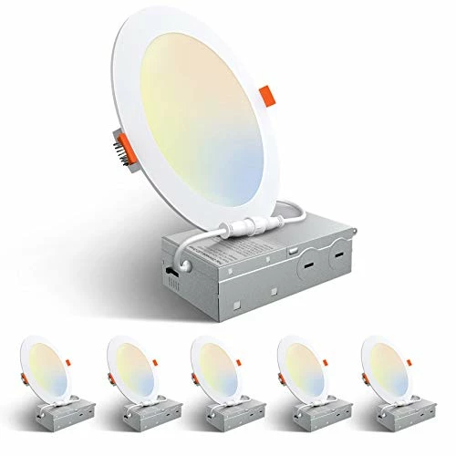 Outlet ⭐ 6 Pack 6 Inch 5CCT Ultra-Thin LED Recessed Ceiling Light With Junction Box, 2700K/3000K/3500K/4000K/5000K Selectable, 12W Eqv 110W, Dimmable Can-Killer Downlight, 1050LM High Brightness - ETL 3000k - Warm White 🔥 3 Outlet ⭐ 6 Pack 6 Inch 5CCT Ultra-Thin LED Recessed Ceiling Light With Junction Box, 2700K/3000K/3500K/4000K/5000K Selectable, 12W Eqv 110W, Dimmable Can-Killer Downlight, 1050LM High Brightness - ETL 3000k - Warm White 🔥