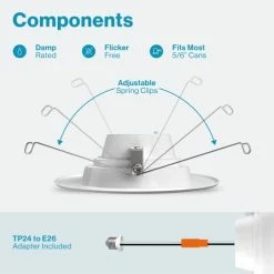 Promo 🧨 5/6 Inch LED Can Lights Retrofit Recessed Lighting, Baffle Trim, Dimmable, 3000K Warm White, 13W=75W, 965 LM, Damp Rated, Replacement Conversion Kit – UL Energy Star Listed 4 Pack ⌛ -Lighting & Ceiling Fans Shop 41uSu8SoO7L