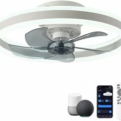 Best deal 🎉 Low Profile Ceiling Fan With Light - Modern Flush Mount Enclosed Ceiling Fan 19.7" LED Dimmable Bladeless Ceiling Fans With Remote Control,Smart 3 Light Color And 6 Speeds Gold 😉 -Lighting & Ceiling Fans Shop 41uqYym7N1L. AC