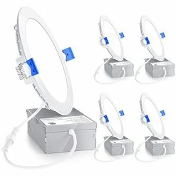 Deals 🔥 4 Pack 6 Inch Ultra-Thin LED Recessed Ceiling Light With Junction Box, 5000K Daylight, 12W 110W Eqv, Dimmable Can-Killer Downlight, 1050LM High Brightness - ETL And Energy Star Certified 6000k - Clear Whit 😀