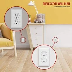 Budget 🛒 ENERLITES Duplex Wall Plates Kit, Electrical Outlet Covers, Standard Size 1-Gang 4.50" X 2.76", Unbreakable Polycarbonate Thermoplastic, Electric Receptacle Plug Covers, 8821-W-10PCS, White, 10 Pack 😍 -Lighting & Ceiling Fans Shop 41yBEE0UCpL