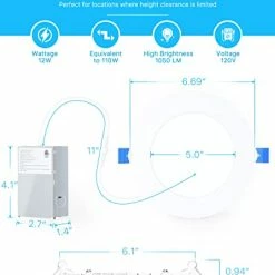Deals 🔥 4 Pack 6 Inch Ultra-Thin LED Recessed Ceiling Light With Junction Box, 5000K Daylight, 12W 110W Eqv, Dimmable Can-Killer Downlight, 1050LM High Brightness - ETL And Energy Star Certified 6000k - Clear Whit 😀 -Lighting & Ceiling Fans Shop 41yF5jm8kKL 3