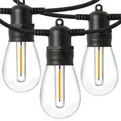 Discount ๐ LED Outdoor String Lights 48Ft With Dimmable Edison Vintage Shatterproof Bulbs And Commercial Grade Weatherproof Strand Heavy-Duty Decorative Cafe, Patio, Market Ligh โ๏ธ