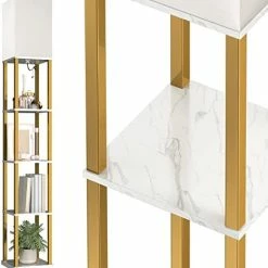 Outlet ✔️ LED Modern Shelf Floor Lamp With 3CCT LED Bulb And White Lamp Shade - Display Floor Lamps With Shelves For Living Room, Bedroom And Office - Black 🎁 -Lighting & Ceiling Fans Shop 41zyHDO9 1L. AC