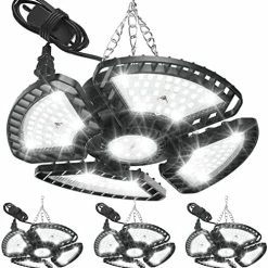 Best deal ✔️ Reelicht 2 Pack Plug In Garage Lights, Deformable LED Shop Light With 3 Adjustable Panels, 60W 6000LM 6500K, Linkable Garage Ceiling Light Fixtures, For Garage, Basement (Built-in ON/Off Switch) 3 Panels 🧨 -Lighting & Ceiling Fans Shop 51 95ENhhL. AC