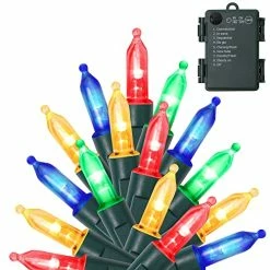 Brand new 🧨 50 LED Outdoor 🎄 Christmas Lights, 16 FT Battery Operated Mini String Lights With 8 Modes & Timer, Xmas Tree Lights Waterproof For Patio Garden Party Wedding Holiday Decor, Multicolor ⌛