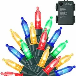 Brand new 🧨 50 LED Outdoor 🎄 Christmas Lights, 16 FT Battery Operated Mini String Lights With 8 Modes & Timer, Xmas Tree Lights Waterproof For Patio Garden Party Wedding Holiday Decor, Multicolor ⌛ -Lighting & Ceiling Fans Shop 510SjfIzdzL. AC