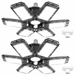 Best deal ✔️ 2 Pack LED Garage Lights 160W Deformable 6000LM Close To Ceiling Light Fixtures E26 E27 Screw-in Six Leaf Glow Lighting, Ultra Bright LED Shop Light With 6 Adjustable Panels For Work Shop Warehouse 🤩