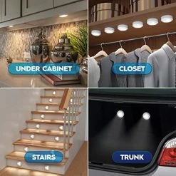 Cheapest 🥰 Stick On Lights 6 Pack With Remote - Wireless LED Under Cabinet Lights - Under Counter Lights For Kitchen - Battery Powered Lights For Closet - Tap On LED Puck Lights ✨ -Lighting & Ceiling Fans Shop 512Ncpd0PTL