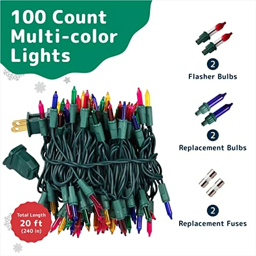Best Pirce 🥰 Prextex ❄ Christmas Lights (20 Feet, 100 Lights) – Multi Color ❄ Christmas Tree Lights With Green Wire - Indoor/Outdoor Waterproof String Lights - Warm Multi Color Twinkle Lights 🔥 3 Best Pirce 🥰 Prextex ❄ Christmas Lights (20 Feet, 100 Lights) – Multi Color ❄ Christmas Tree Lights With Green Wire - Indoor/Outdoor Waterproof String Lights - Warm Multi Color Twinkle Lights 🔥