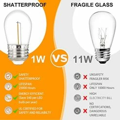 Best Sale 🔔 S14 LED Outdoor String Lights, Shatterproof IP65 27Ft (Maximum 918Ft) Outdoor Lights For Patio Lights Outdoor Waterproof, Outside Lights For Outdoor Lighting, Edison Vintage Backyard Lights 🧨 -Lighting & Ceiling Fans Shop 5141VMSp1nL