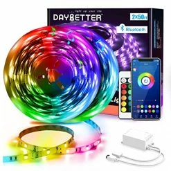 Flash Sale 🎁 Led Strip Lights 100ft (2 Rolls Of 50ft) Smart Light Strips With App Control Remote, 5050 RGB Led Lights For Bedroom, Music Sync Color Changing Lights For Room Party 🌟