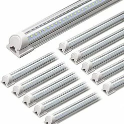Hot Sale 🛒 LED Shop Light, 4FT 40W 5000LM 5000K, Daylight White, V Shape, Clear Cover, Hight Output, Linkable Shop Lights, T8 LED Tube Lights, LED Garage Light 4 Foot With Plug (Pack Of 10) 8ft/10-pack ⌛ -Lighting & Ceiling Fans Shop 514eeSZNtCL. AC