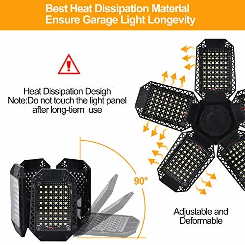 Flash Sale π 2 Pack LED Garage Lights, 120W Deformable LED Garage Ceiling Lights With 5 Adjustable Panels, 12000LM E26 LED Shop Lights For Garage, Basement, Barn, High Bay Light (2 Pack) π€© 6 Flash Sale π 2 Pack LED Garage Lights, 120W Deformable LED Garage Ceiling Lights With 5 Adjustable Panels, 12000LM E26 LED Shop Lights For Garage, Basement, Barn, High Bay Light (2 Pack) π€© - Image 4