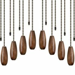 Hot Sale π 8 Pieces Ceiling Fan Pull Chains Extender Wooden Pendant Pull Chain Extension For Ceiling Light Lamp Fan Chain (Walnut Color) π₯°