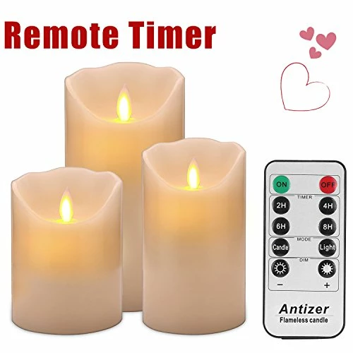 Buy π Antizer Flameless Candles 4" 5" 6" Set Of 3 Ivory Dripless Real Wax Pillars Include Realistic Dancing LED Flames And 10-Key Remote Control With 24-Hour Timer Function 400+ Hours By 2 AA Batteries Burgundy βοΈ 4 Buy π Antizer Flameless Candles 4" 5" 6" Set Of 3 Ivory Dripless Real Wax Pillars Include Realistic Dancing LED Flames And 10-Key Remote Control With 24-Hour Timer Function 400+ Hours By 2 AA Batteries Burgundy βοΈ - Image 2