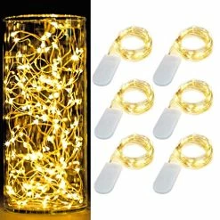 Coupon 🔥 6 Pack 7Feet Starry String Lights Waterproof Fairy String Lights 20 Micro Starry LEDs On Silvery Copper Wire CR2032 Batteries Included For Wedding Centerpiece Party 🎄 Christmas Table Decor Warm Whit 🔔