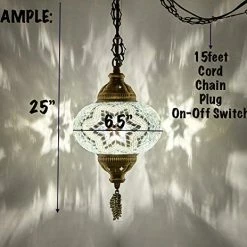 Cheap ❤️ (8 Colors) Turkish Moroccan Mosaic Swag Plug In Pendant Ceiling Hanging Light With 15feet Cord Decorated Chain & North American Plug (Multicolor - 6" Diameter) 😉 -Lighting & Ceiling Fans Shop 51750jC9qpL