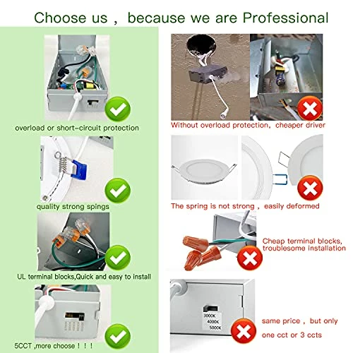 New ❤️ 12 Pack 6 Inch 5CCT Ultra-Thin LED Recessed Ceiling Light With Junction Box, 2700K-5000K Selectable, Dimmable Led Downlight,13W Eqv 120W, Led Can Lights- ETL 1 Pack 5cct 😍 7 New ❤️ 12 Pack 6 Inch 5CCT Ultra-Thin LED Recessed Ceiling Light With Junction Box, 2700K-5000K Selectable, Dimmable Led Downlight,13W Eqv 120W, Led Can Lights- ETL 1 Pack 5cct 😍 - Image 5