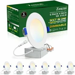 New ❤️ 12 Pack 6 Inch 5CCT Ultra-Thin LED Recessed Ceiling Light With Junction Box, 2700K-5000K Selectable, Dimmable Led Downlight,13W Eqv 120W, Led Can Lights- ETL 1 Pack 5cct 😍 31 New ❤️ 12 Pack 6 Inch 5CCT Ultra-Thin LED Recessed Ceiling Light With Junction Box, 2700K-5000K Selectable, Dimmable Led Downlight,13W Eqv 120W, Led Can Lights- ETL 1 Pack 5cct 😍 -Lighting & Ceiling Fans Shop 518RkHdpIbL. AC