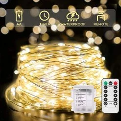 Flash Sale 👍 SUDDUS 66ft 200 LED Outdoor String Lights, Warm White Fairy Lights Battery Operated With Remote, Led Twinkle Lights For Bedroom, Dorm, Patio, Tapestry, Backyard, Garden, ❄ Christmas, Party, Indoor 🔥