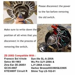 Promo 🧨 Ceiling Fan Switch Zing Ear ZE-208s E89885 3 Speed 4 Wire Pull Chain Switch Fan Light Switch Replacement Part With 4 Pre-Installed Wires(Bronze Chain) 🧨 -Lighting & Ceiling Fans Shop 519RoyAknoL