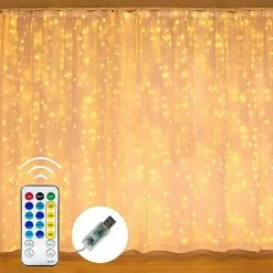 Flash Sale 😍 Curtain String Lights, 300 LED 9.8ft X 9.8ft 8 Lighting Modes Fairy Lights USB Powered, Waterproof Lights For 🔔 Christmas Party Wedding Outdoor Indoor Wall Decorations (White) 😍 -Lighting & Ceiling Fans Shop 51BBk8T6 ML. AC