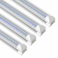 Discount ๐ 8FT LED Shop Light Fixture, 72W 9360LM 6000K Cool White,High Output Linkable Tube Light, Double Sided V Shape T8 8 Foot LED Shop Lights For Garage, Warehouse, 4 Pack ๐งจ