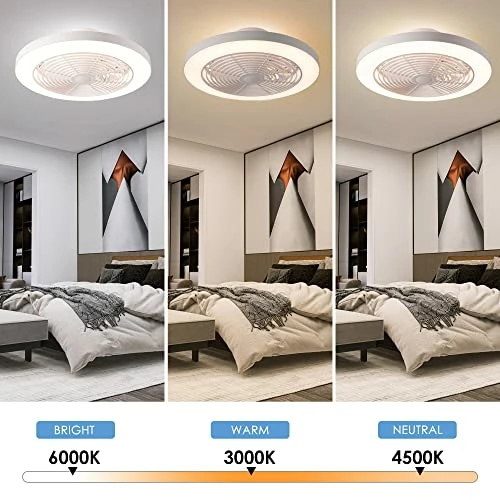Outlet 😀 Low Profile Ceiling Fan - 19.7" Smart Bladeless Ceiling Fans With Light And Remote,3 Colors Dimmable LED 6 Speeds 8 Blades Enclose Ceiling Fans With Light For Adult Kids Living Room Bedroom Black ✨ 5 Outlet 😀 Low Profile Ceiling Fan - 19.7" Smart Bladeless Ceiling Fans With Light And Remote,3 Colors Dimmable LED 6 Speeds 8 Blades Enclose Ceiling Fans With Light For Adult Kids Living Room Bedroom Black ✨ - Image 3