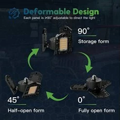 Best deal 🔥 2-Pack 3CCT LED Garage Light With 3 Deformable Panels, 60W 6000LM With E26/27 Medium Base, 3000K/4000K/6000K Selectable Triple LED Garage Lighting, Screw In LED Tri Light For Attic, Basement(Black) 🎉 -Lighting & Ceiling Fans Shop 51EZ2m9m5iL