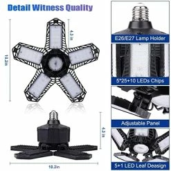 Buy ๐ Qimedo 2 Pack Led Garage Lights Deformable Garage Light 100W Equiv Garage Light Ceiling LED Screw In LED Garage Light 6500K Garage Light Ceiling LED Light For Garage Basement Warehouse Attic Light โญ