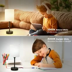 Best reviews of 🔥 Small Bedroom Lamps 3 Color Temperatures - 2700K 3500K 5000K Bedside Lamps With USB C And A Ports, Pull Chain Table Lamps With AC Outlet, White Nightstand Lamps With Black Metal Base For Kids Reading 👍 -Lighting & Ceiling Fans Shop 51FE8zzJ4QL