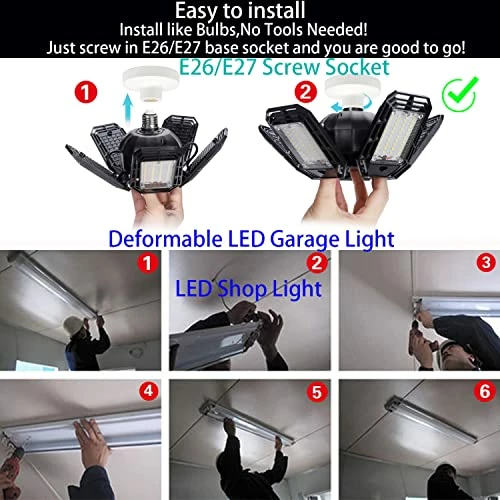 Cheapest π 2 Pack LED Garage Light , 150W Ultra Bright LED Shop Light With 5 Adjustable Panels,15000LM 6500K E26/E27 Deformable LED Garage Ceiling Lights For Garage, Workshop π 5 Cheapest π 2 Pack LED Garage Light , 150W Ultra Bright LED Shop Light With 5 Adjustable Panels,15000LM 6500K E26/E27 Deformable LED Garage Ceiling Lights For Garage, Workshop π - Image 3