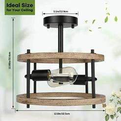Wholesale 😍 2-Light Retro Semi Flush Mount Ceiling Light Fixture, Rustic Vintage Wood Ceiling Light Black Metal, Industrial Farmhouse Ceiling Lamp For Hallway Entryway Bedroom Balcony Farmhouse Dining Room Cherry 👏 -Lighting & Ceiling Fans Shop 51FtjQUkV8L