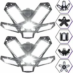 Top 10 🤩 Garage Lights 2 Pack 100W LED Garage Light Screw In Garage Light Bulb 5+1 Panels Garage Lighting 10000LM 6500K Deformable Garage Lights Ceiling LED Shop Light For Workshop Attic Basement 🥰 -Lighting & Ceiling Fans Shop 51GomVe ovL. AC