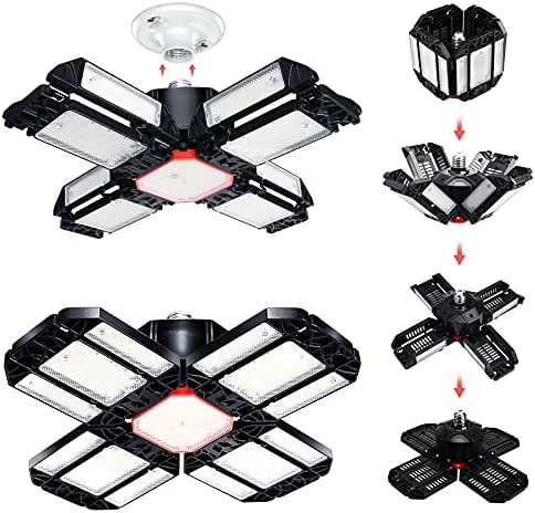 Budget π Garage Lights Ceiling Led 12 Panel Plug In Shop Lights 180W 18000 LM 6500K Garage Lights Ceiling LED,12 Leaf Deformable Multi-Position Panels Garage Lights E26 E27 Base,for Barn,Workshop,Basement β€οΈ 9 Budget π Garage Lights Ceiling Led 12 Panel Plug In Shop Lights 180W 18000 LM 6500K Garage Lights Ceiling LED,12 Leaf Deformable Multi-Position Panels Garage Lights E26 E27 Base,for Barn,Workshop,Basement β€οΈ - Image 7