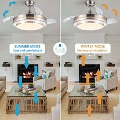 Best reviews of 🌟 Retractable Ceiling Fan With Lights Remote Control, 42 Inch Modern Ceiling Fan For Bedroom Living Room In 3 Color Changeable,Timer, Noiseless DC Motor, 6 Speed, Brush Nickel, Ceiling Fans Brushed Nickel (3 Blades) 🛒 -Lighting & Ceiling Fans Shop 51HJ6GhY4wL