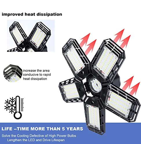 Cheapest π 2 Pack LED Garage Light , 150W Ultra Bright LED Shop Light With 5 Adjustable Panels,15000LM 6500K E26/E27 Deformable LED Garage Ceiling Lights For Garage, Workshop π 4 Cheapest π 2 Pack LED Garage Light , 150W Ultra Bright LED Shop Light With 5 Adjustable Panels,15000LM 6500K E26/E27 Deformable LED Garage Ceiling Lights For Garage, Workshop π - Image 2