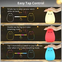 Best reviews of 🧨 CUTE KITTY NIGHT LIGHT, GoLine Gifts For 👩 Women Teen 👧 Girls Baby,Night Lights For Kids Bedroom, Cute 🎅 Christmas Kitty Silicone Nightlights For Children Toddler.(MULTICOLOR LIGHT) Fortune Cat 🎉 -Lighting & Ceiling Fans Shop 51HhZxCWpXL