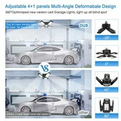 Deals 🤩 Kaqinu 2 Pack LED Garage Lights, 4 +1 Panels 120W 15000LM-6500K Adjustable Ceiling Garage Light With E26/E27 Screw Base Deformable Lighting For Garage Barn Workshop Warehouse Residential High Bay Light 🤩 -Lighting & Ceiling Fans Shop 51JURo3M76L