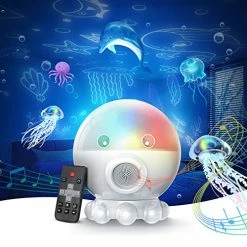 Coupon 😉 Ocean Night Light Projector For Kids, Octopus Decor Toys For 3-8 Year Old Boys, 3 In 1 Star&Moon Projection For 2-10 Year Old 👧 Girls, 9 Lullaby Songs, Toddler Toys, Adjustable 360-Degree Rotation White 😉