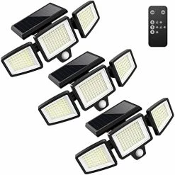 Flash Sale 👍 Solar Outdoor Lights ,Tuffenough 2500LM 210 LED Security Lights With Remote Control,3 Heads Motion Sensor Lights, IP65 Waterproof,270° Wide Angle Flood Wall Lights With 3 Modes(2 Packs) 😉 -Lighting & Ceiling Fans Shop 51M7 2BL2 L. AC