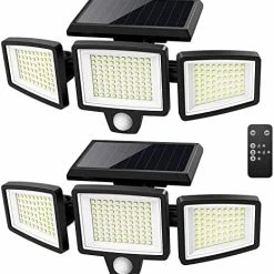 Flash Sale 👍 Solar Outdoor Lights ,Tuffenough 2500LM 210 LED Security Lights With Remote Control,3 Heads Motion Sensor Lights, IP65 Waterproof,270° Wide Angle Flood Wall Lights With 3 Modes(2 Packs) 😉 -Lighting & Ceiling Fans Shop 51MNUbkWlGL. AC