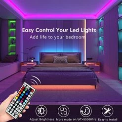 Best reviews of 😉 100ft Led Strip Lights (2 Rolls Of 50ft) Bluetooth Smart App Music Sync Color Changing RGB Led Light Strip With Remote And Power Adapter,Led Lights For Bedroom Room Home Decor Party Festiva 🤩 -Lighting & Ceiling Fans Shop 51Md8nNnzeL